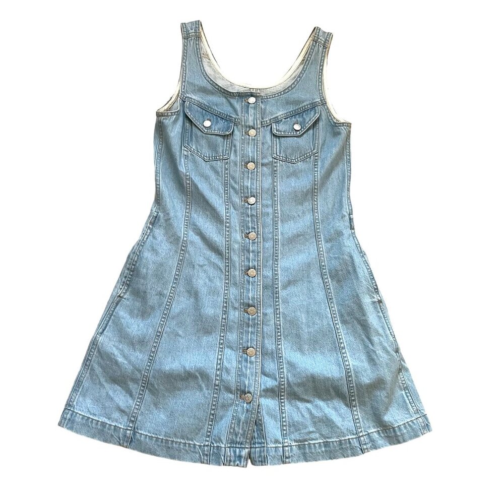 Madewell Blue Button-Front Mini Dress